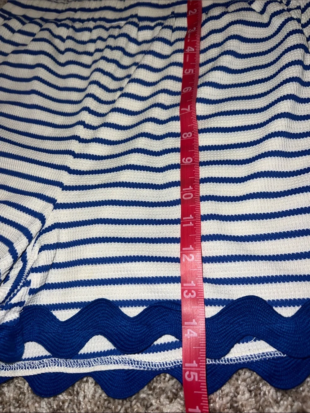 Entro Royal Blue & White Striped Elastic Shorts with Ric Rac Scalloped Hem CUTE! - Picture 5 of 11